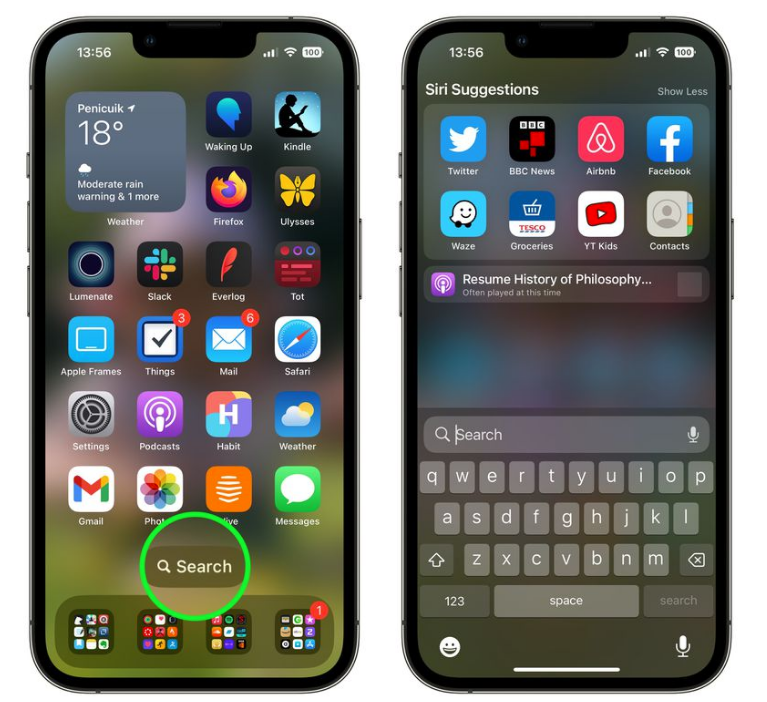 西昌镇苹果手机维修分享升级到 iOS 16 后，如何删除主屏幕上的搜索按钮 